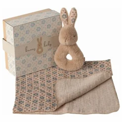 Coffret naissance - Hochet Lapin et lange | Nude