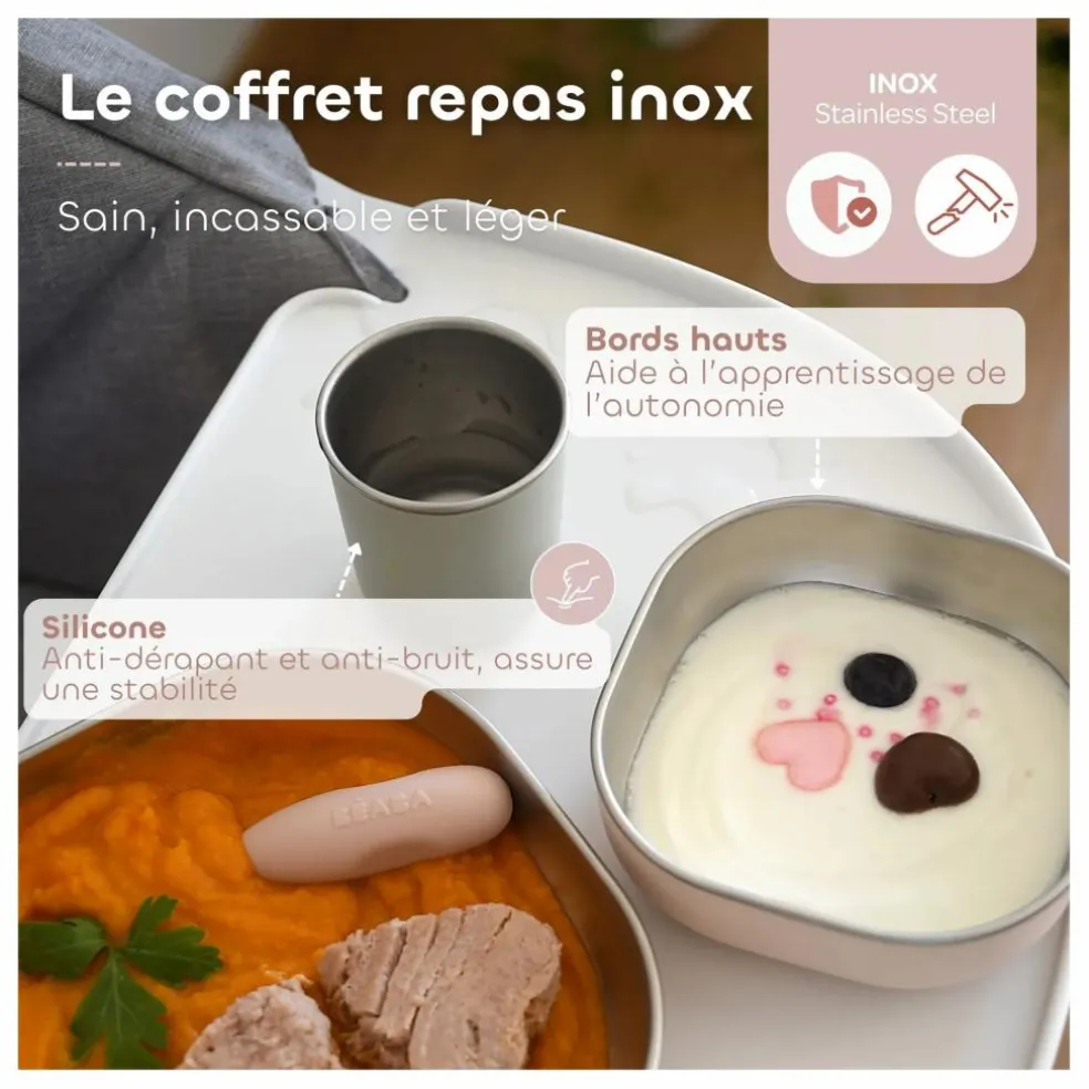 Coffret repas en inox | Rose pêche