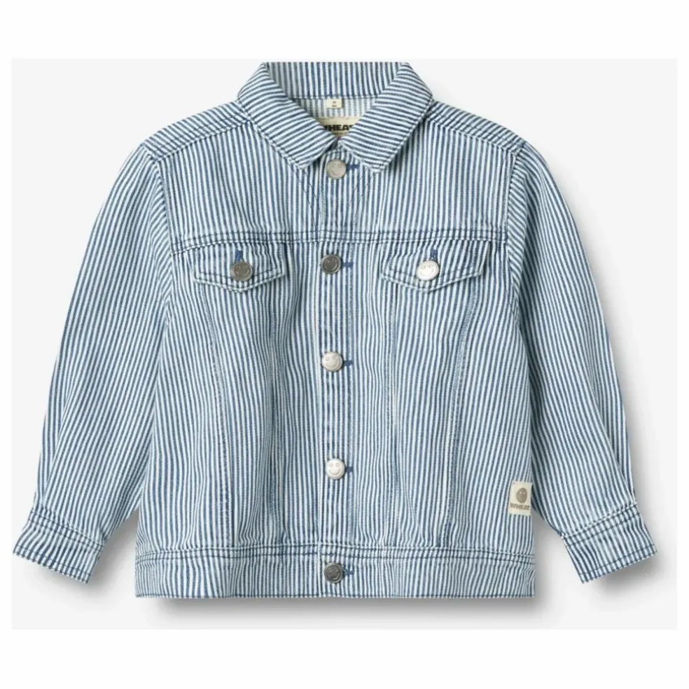 Collaboration Wheat x Pernille Teisbæk - Veste Denim Vive Rayures Coton Bio | Bleu ciel