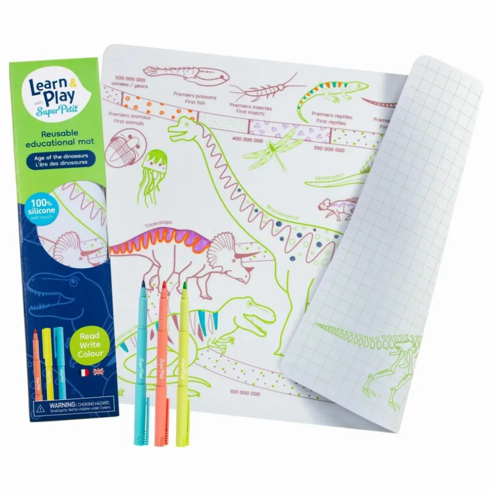 Coloriage éducatif L'âge des Dinosaures avec 3 feutres