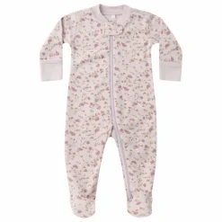 Combinaison à Pieds Fleurie Coton Bio | Lilas