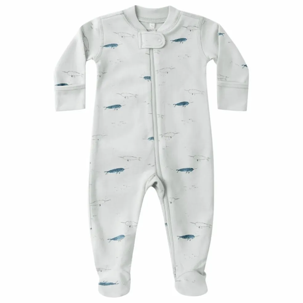 Combinaison à Pieds Narvals Coton Bio | Bleu Clair