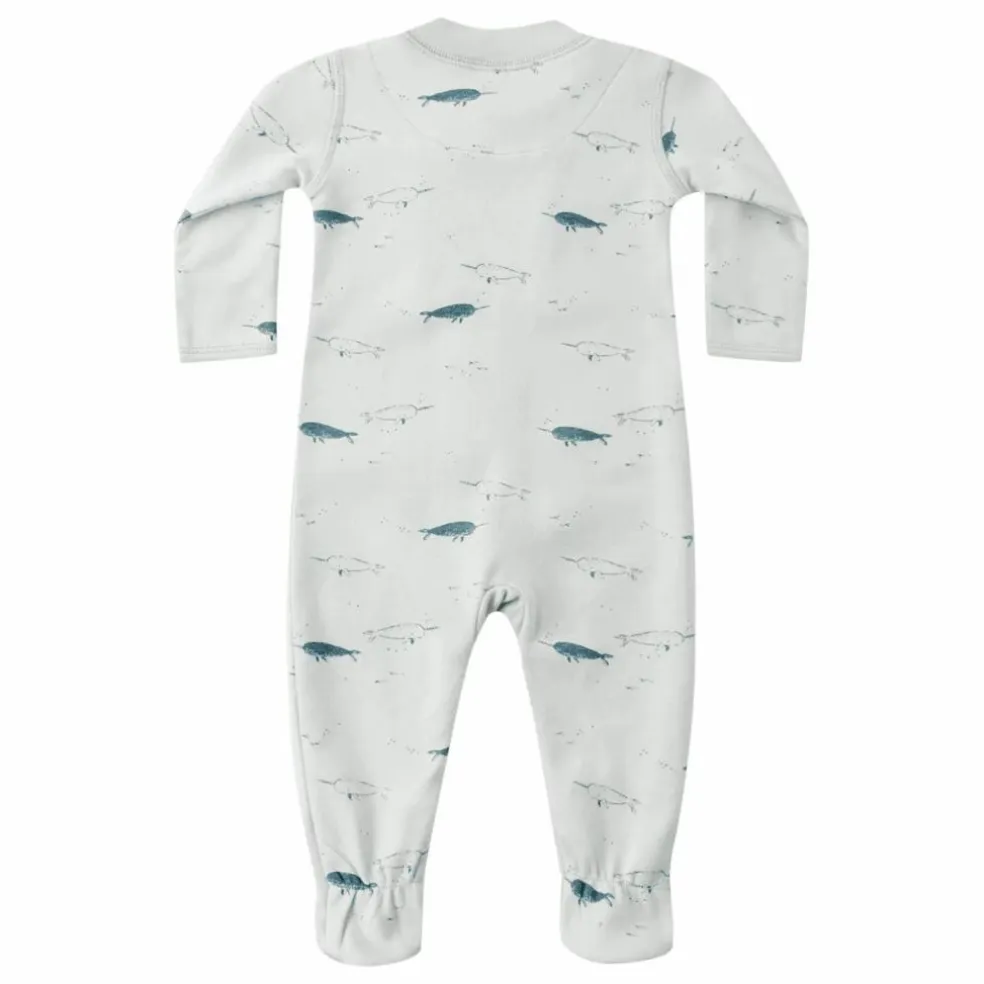 Combinaison à Pieds Narvals Coton Bio | Bleu Clair