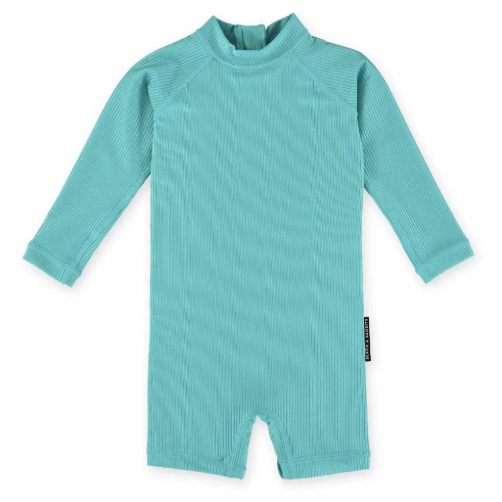 Combinaison Anti-UV Côtelée | Turquoise