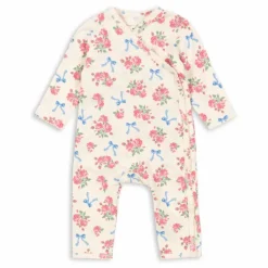 Combinaison Cache Coeur Fleurie Coton Bio | Ecru
