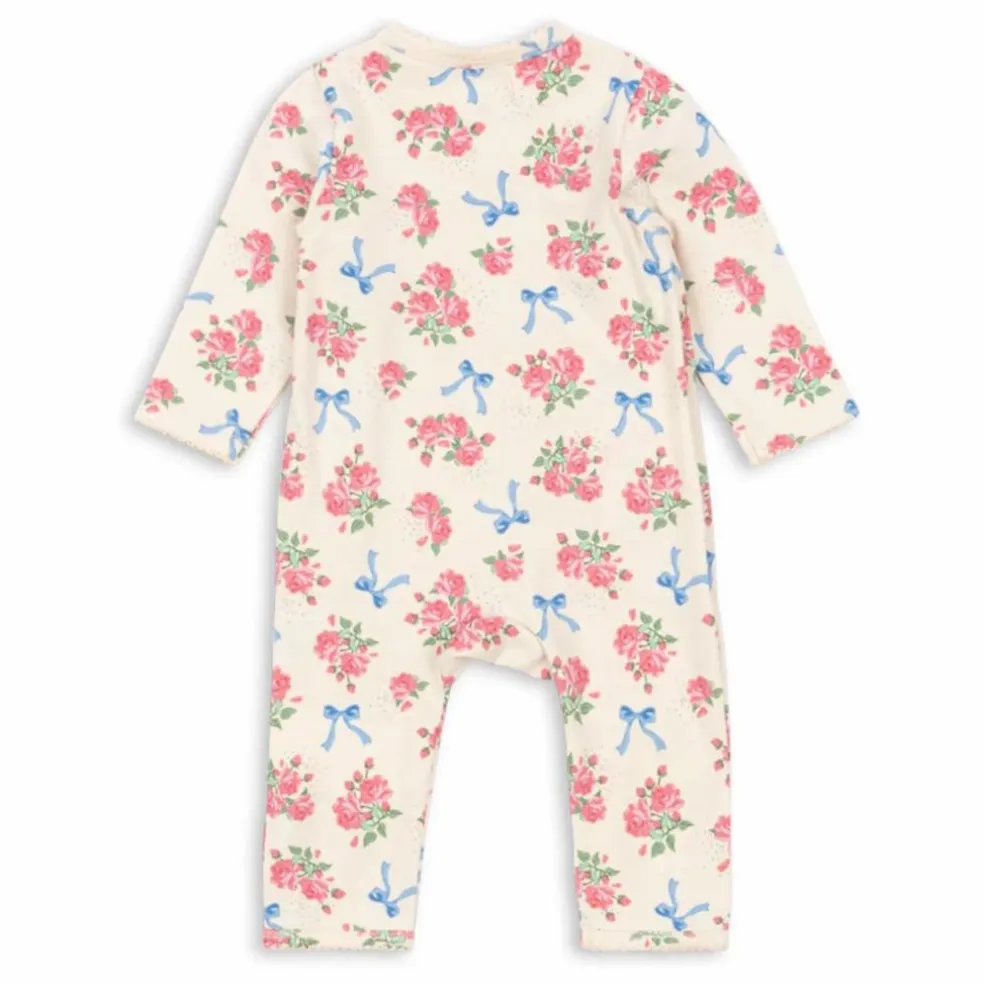 Combinaison Cache Coeur Fleurie Coton Bio | Ecru