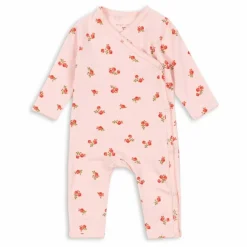 Combinaison Cache Coeur Fleurie Coton Bio | Rose pâle