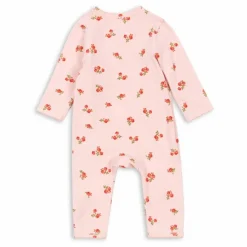 Combinaison Cache Coeur Fleurie Coton Bio | Rose pâle