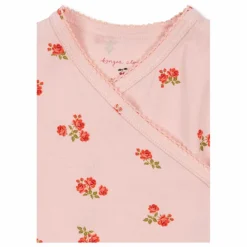 Combinaison Cache Coeur Fleurie Coton Bio | Rose pâle