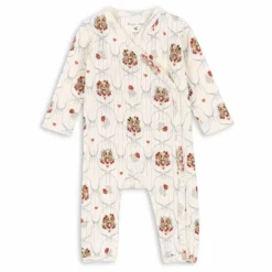 Combinaison Cache Cœur Minnie Chiens Pointelle Coton Bio | Ecru