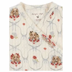 Combinaison Cache Cœur Minnie Chiens Pointelle Coton Bio | Ecru