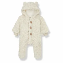 Combinaison Capuche Façon Fourrure Coton Laine Liam | Ecru