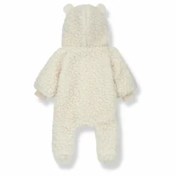 Combinaison Capuche Façon Fourrure Coton Laine Liam | Ecru