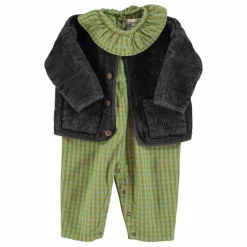 Combinaison Col Carreaux Coton Bio | Vert