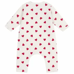 Combinaison Cœurs Coton Ouatiné | Blanc
