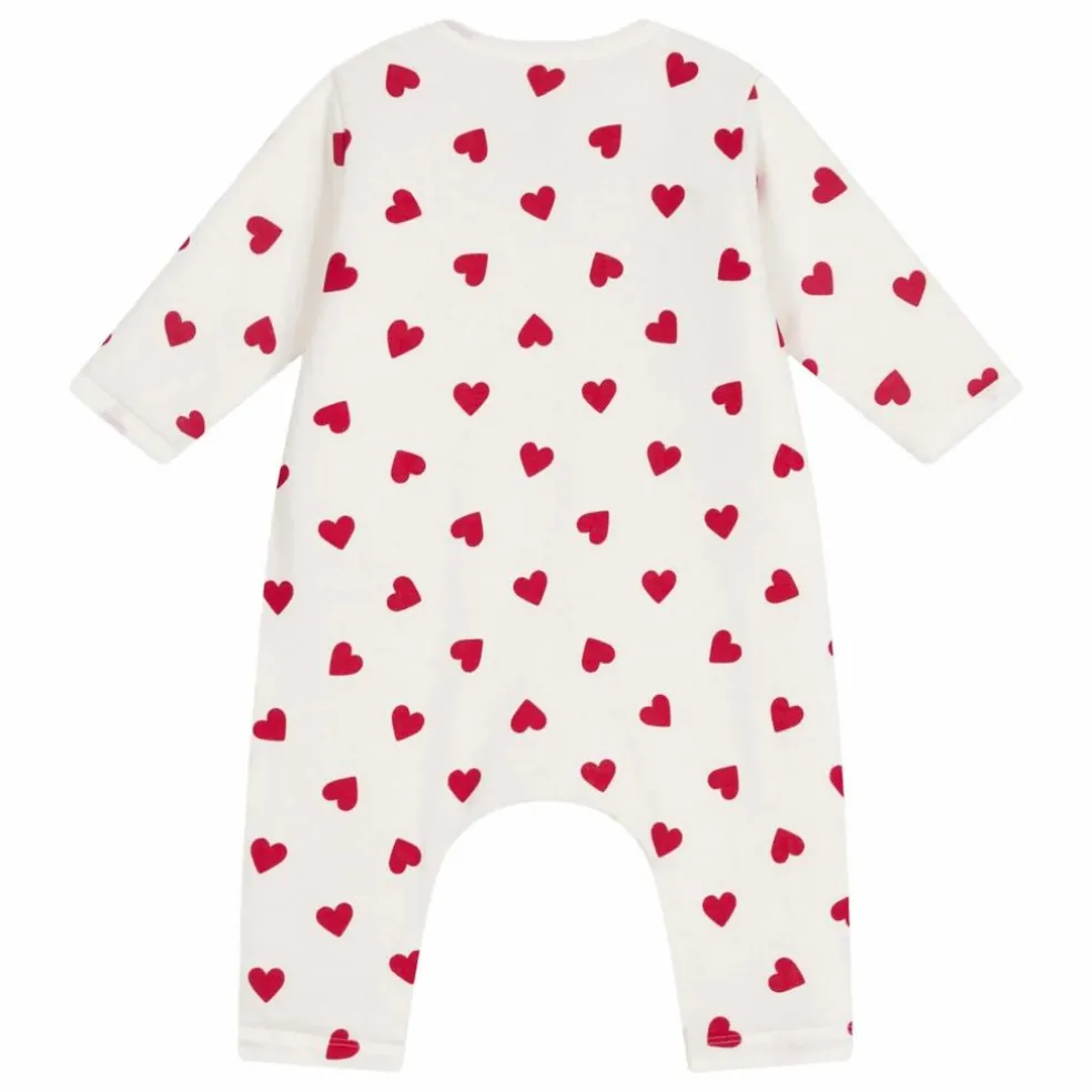 Combinaison Cœurs Coton Ouatiné | Blanc