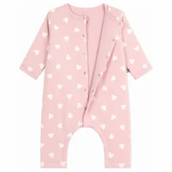 Combinaison Cœurs Coton Ouatiné | Rose pâle