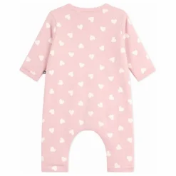Combinaison Cœurs Coton Ouatiné | Rose pâle