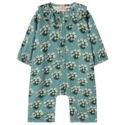Combinaison Fleurie Velours Côtelé | Turquoise