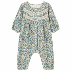 Combinaison Lilanya Fleurie Velours Fin | Bleu