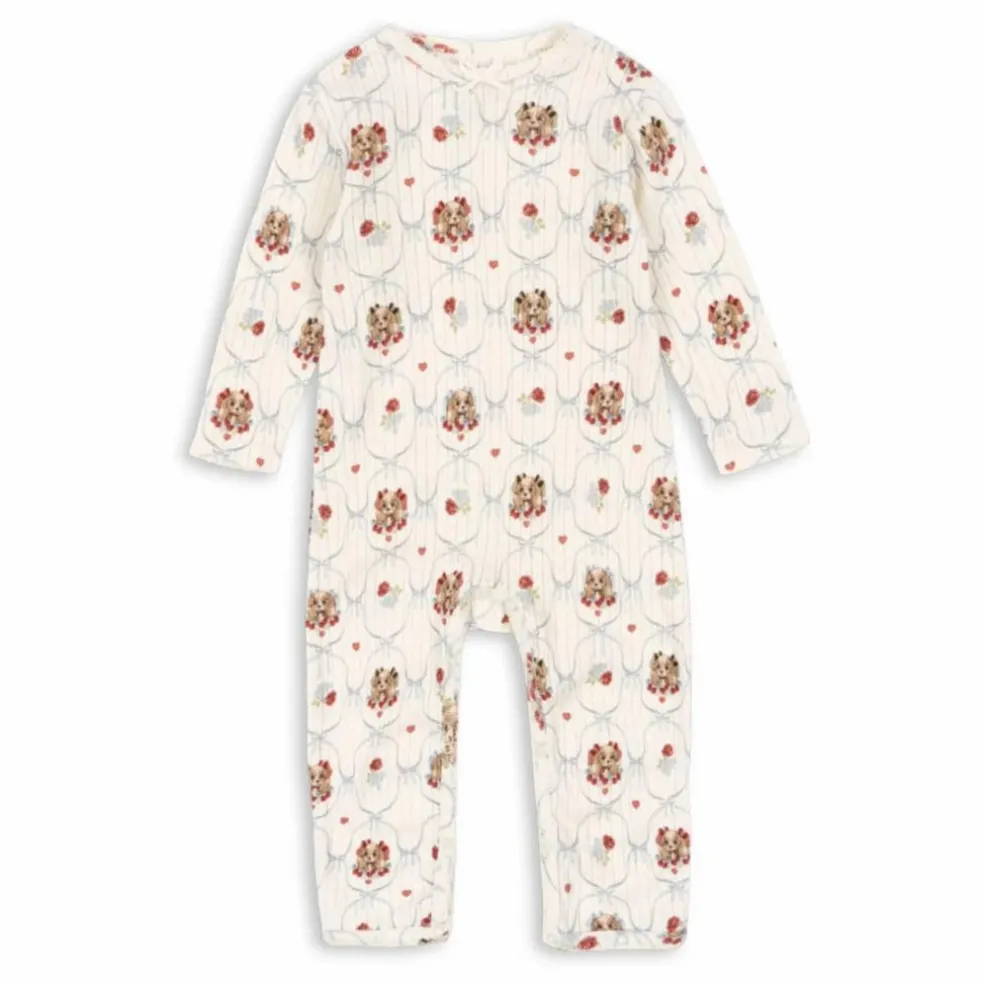 Combinaison Minnie Chiens Pointelle Coton Bio | Ecru