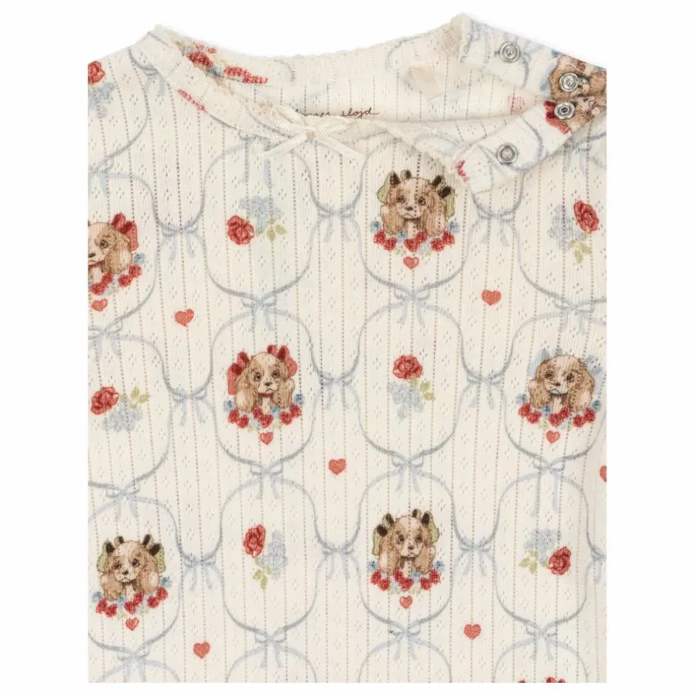 Combinaison Minnie Chiens Pointelle Coton Bio | Ecru
