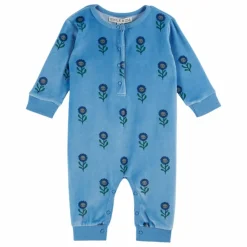 Combinaison Molleton Fleurs | Bleu