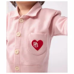 Combinaison Pompiste Cœur Coton Bio | Rose