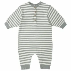 Combinaison Rayée Maille Coton Bio | Bleu gris