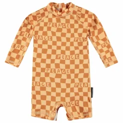 Combishort Anti-UV Checkered Peace Fibres Recyclées | Jaune