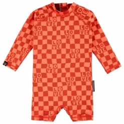 Combishort Anti-UV Checkered Love Fibres Recyclées | Corail