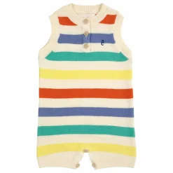 Combishort Rayure Maille Coton Bio | Ecru