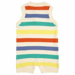 Combishort Rayure Maille Coton Bio | Ecru