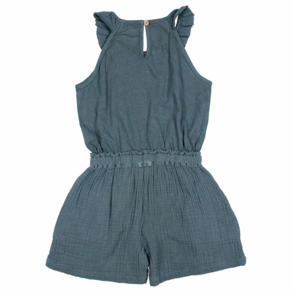Combishort Unie Lin | Bleu canard