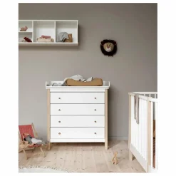 Commode à langer en chêne Wood | Blanc
