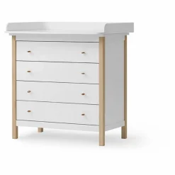 Commode à langer en chêne Wood | Blanc