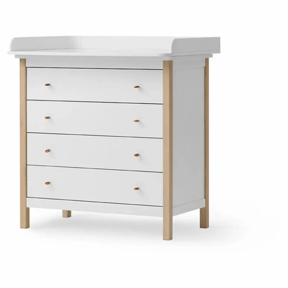 Commode à langer en chêne Wood | Blanc