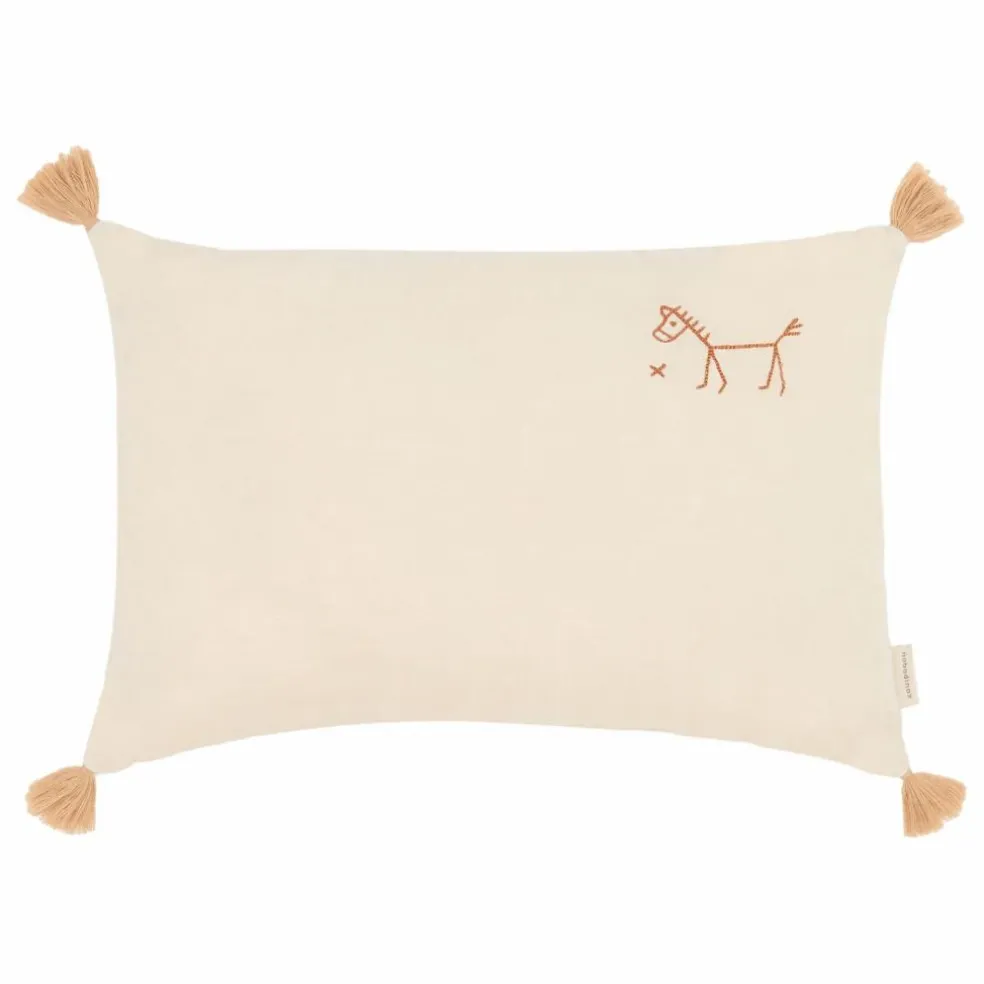 Coussin à pompons - Lin Français | Gingembre