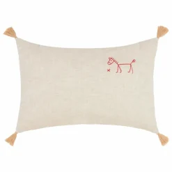 Coussin à pompons - Lin Français | Beige