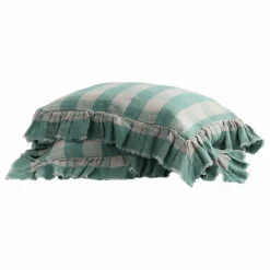 Coussin à volants en lin lavé Vichy Cottage | Nuage