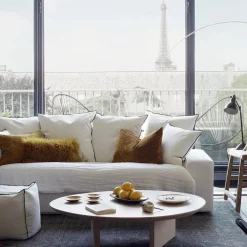 Coussin basic en peau de chèvre du Tibet | Ocre