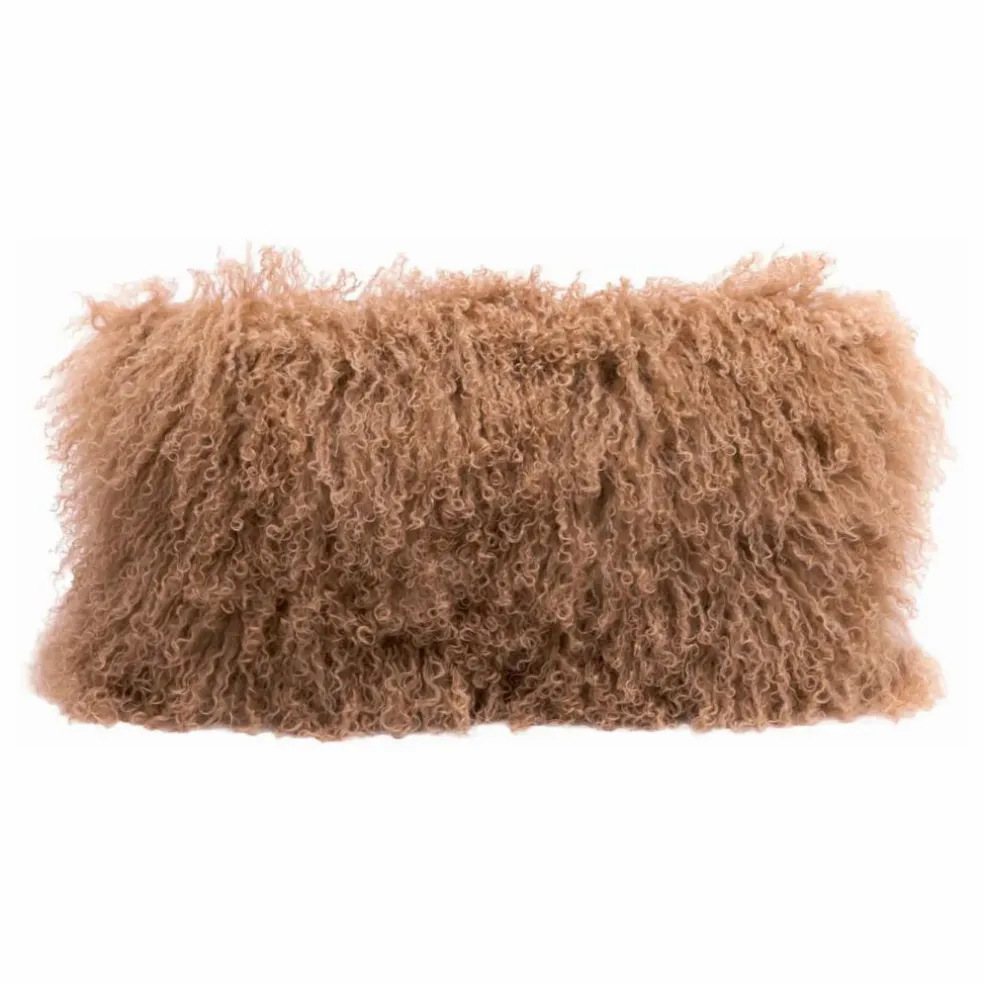 Coussin basic en peau de chèvre du Tibet | Terracotta