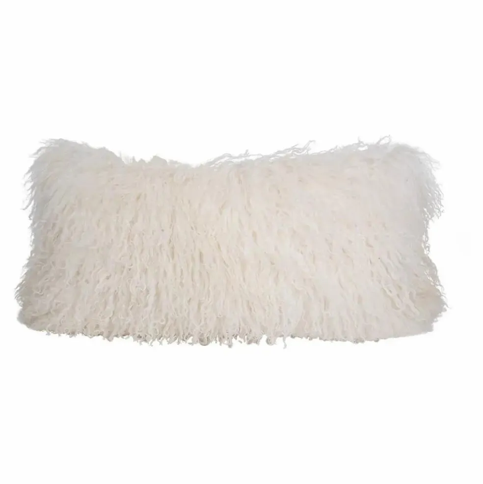 Coussin basic en peau de chèvre du Tibet | Blanc