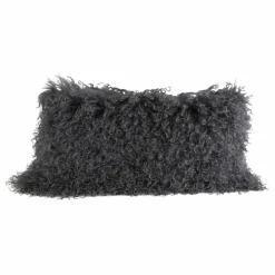 Coussin basic en peau de chèvre du Tibet | Charbon