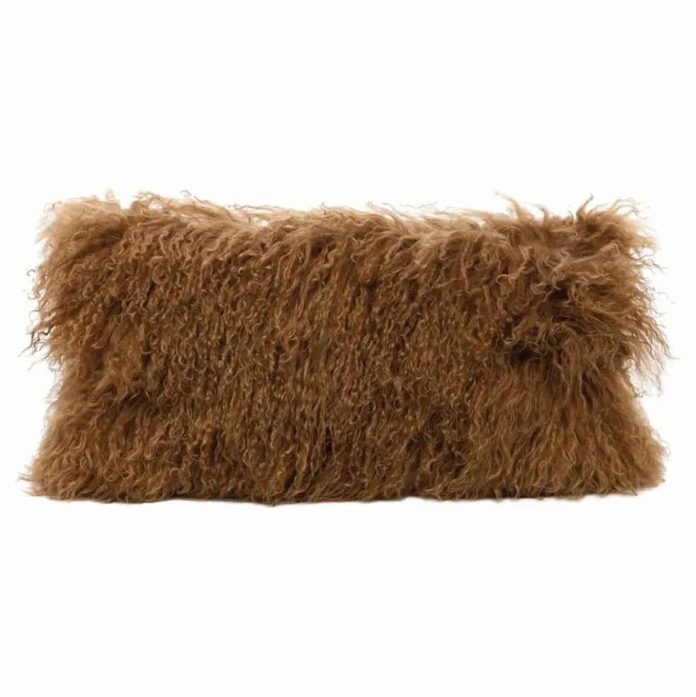 Coussin basic en peau de chèvre du Tibet | Havane