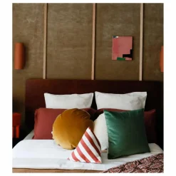Coussin berlingot Divino à rayures en jacquard | Brique