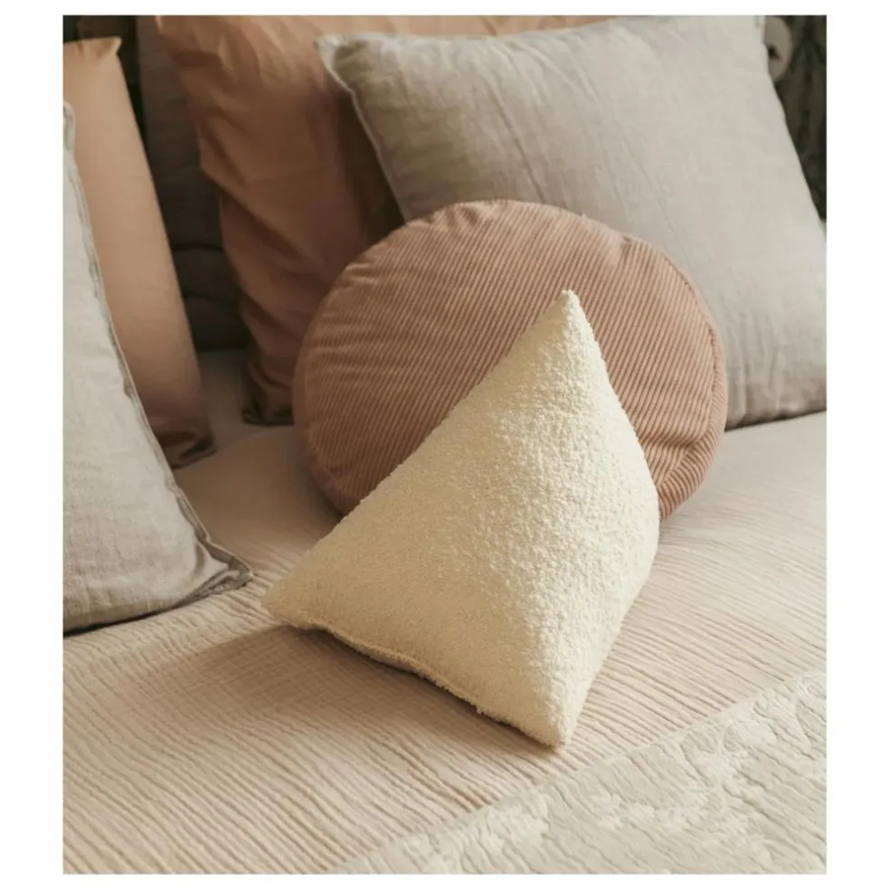 Coussin berlingot Divino en laine bouclette | Crème