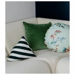 Coussin berlingot Divino à rayures en jacquard | Vert foncé