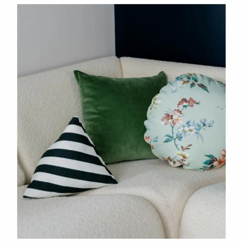 Coussin berlingot Divino à rayures en jacquard | Vert foncé