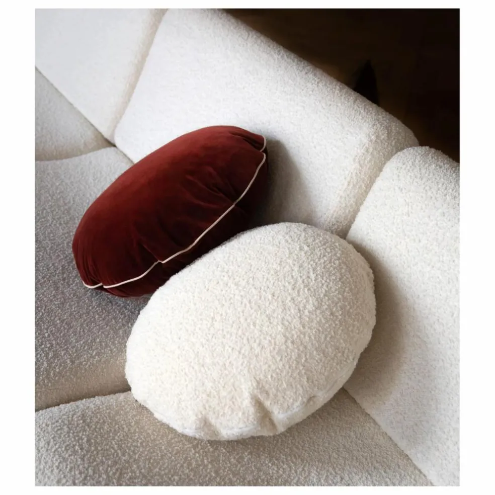 Coussin Bomboloni en laine bouclette | Crème